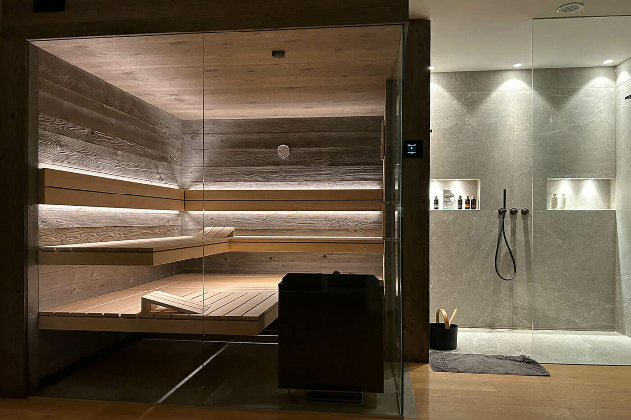 design sauna glasecke graue eiche 1 | corso saunamanufaktur
